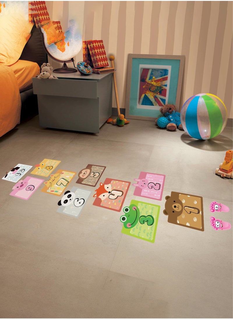 JiuAn - 10 Number Footprint Floor Sticker Puzzle Games Number Hopscotch Sticker Floor Decals Lattice Floor Sticker For Kids - Image 1