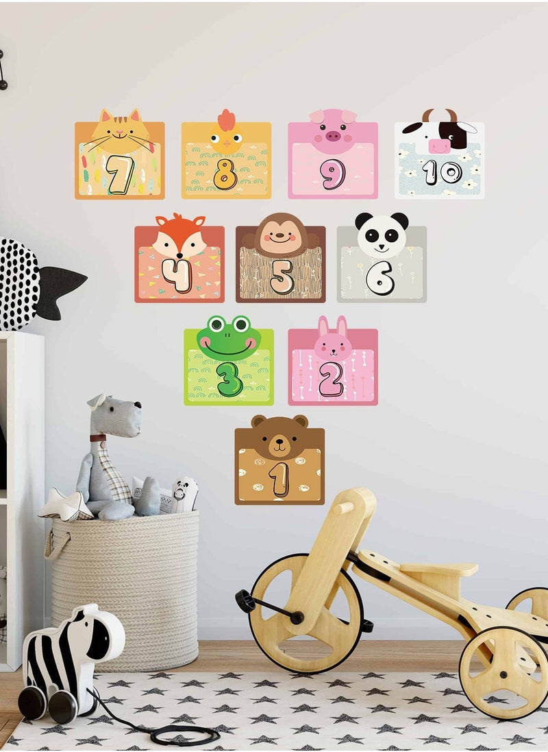 JiuAn - 10 Number Footprint Floor Sticker Puzzle Games Number Hopscotch Sticker Floor Decals Lattice Floor Sticker For Kids - Image 1