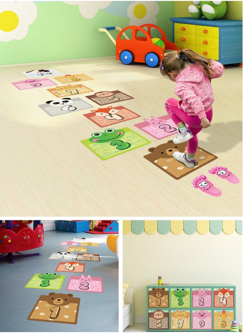 JiuAn - 10 Number Footprint Floor Sticker Puzzle Games Number Hopscotch Sticker Floor Decals Lattice Floor Sticker For Kids - Image 1