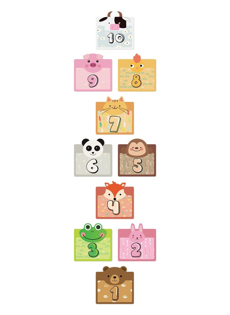 JiuAn - 10 Number Footprint Floor Sticker Puzzle Games Number Hopscotch Sticker Floor Decals Lattice Floor Sticker For Kids - Image 1