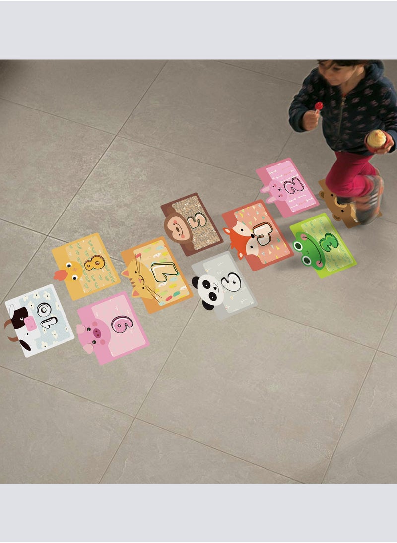 JiuAn - 10 Number Footprint Floor Sticker Puzzle Games Number Hopscotch Sticker Floor Decals Lattice Floor Sticker For Kids - Image 1