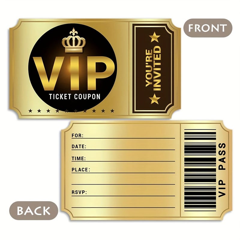 Golden Movie VIP Birthday Party Invitations 6pcs with Envelopes - Image 2