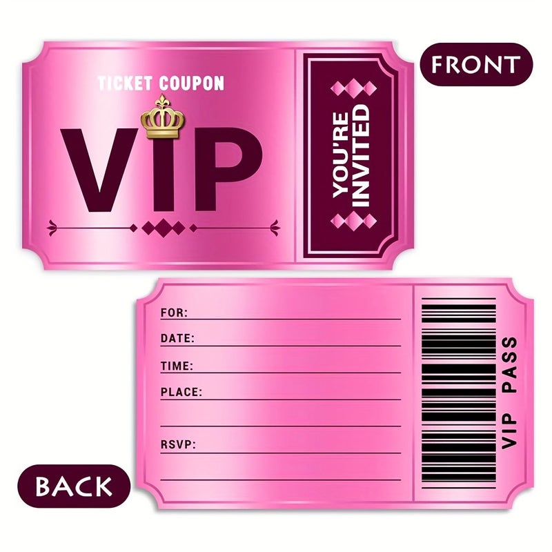 Golden Movie VIP Birthday Party Invitations 6pcs with Envelopes - Image 4