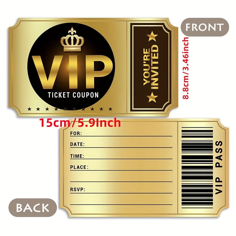 Golden Movie VIP Birthday Party Invitations 6pcs with Envelopes - Image 3