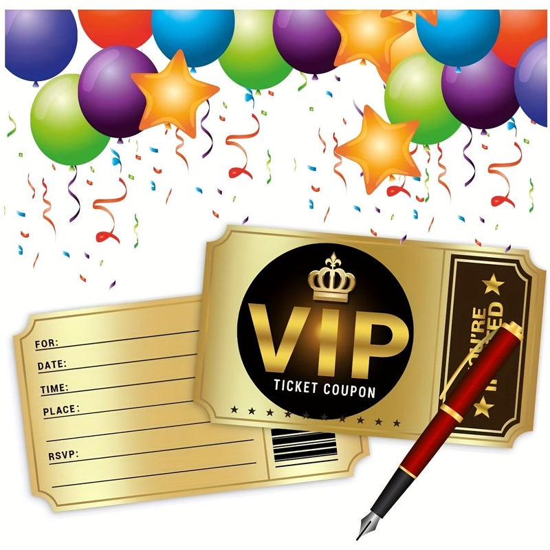Golden Movie VIP Birthday Party Invitations 6pcs with Envelopes - Image 1