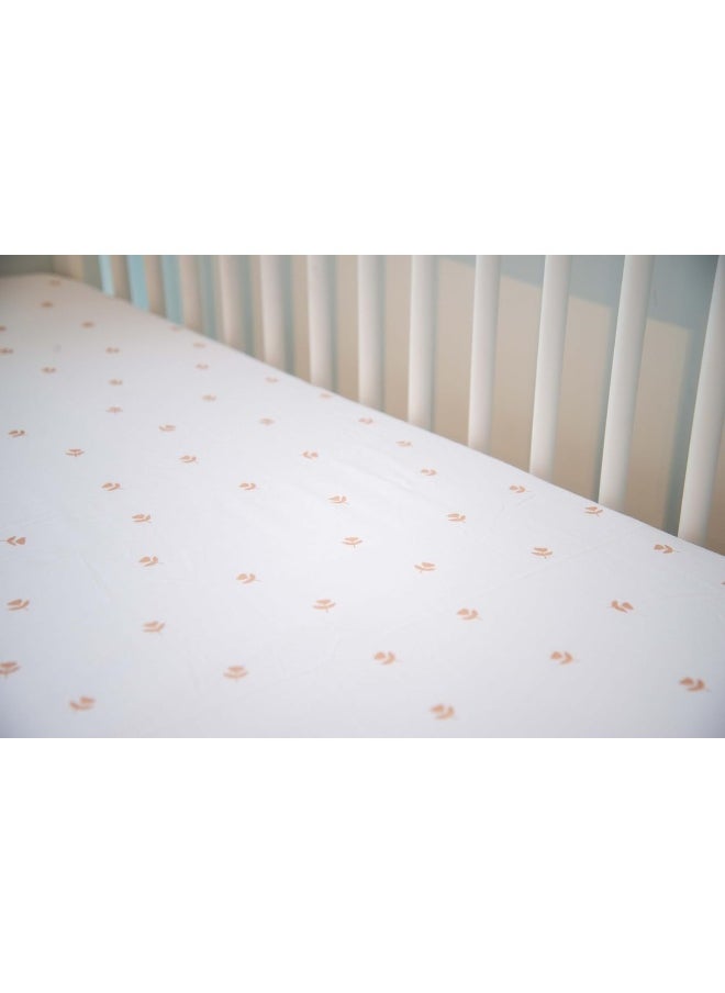 Ely's & Co. Ely's & Co. Pack N Play Sheet Set, 100% Jersey Cotton Playard 2-Pack — Pink Tulips & Stripes  - Image 3