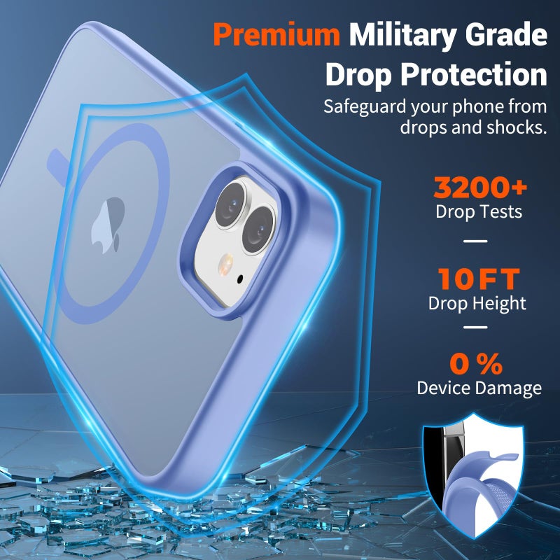 SUPFINE Magnetic for iPhone 12 Case/iPhone 12 Pro Case (Compatible with MagSafe)(Military Grade Drop Protection) Slim Translucent Matte Shockproof with Anti-Fingerprint Phone Case,Blue Purple - Image 3