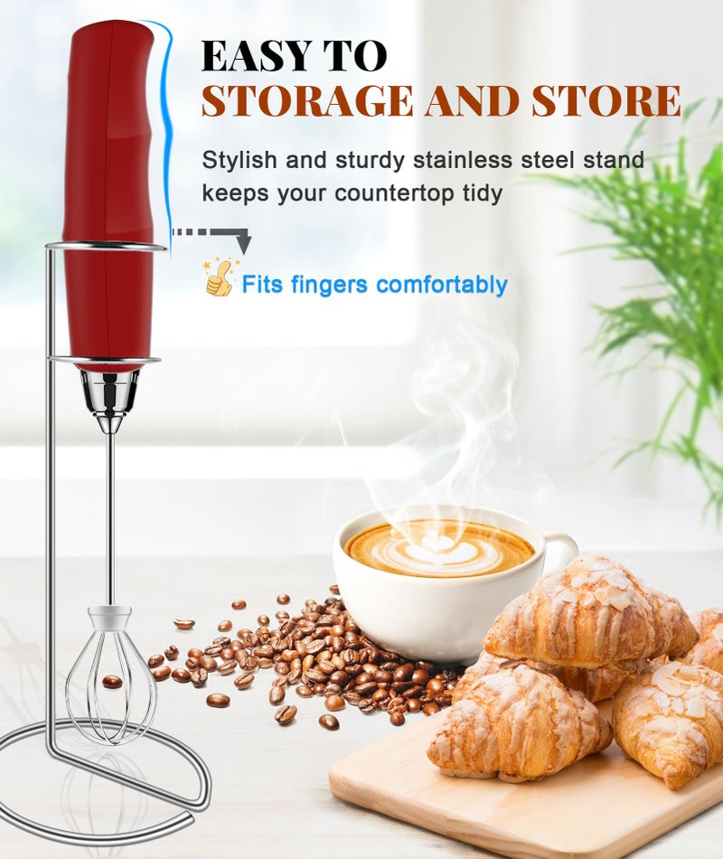 YUSWKO Milk Frother Handheld for Coffee with Stand, Rechargeable Drink Mixer with 3 Heads 3 Speeds Electric Coffee Frother Whisk, Gift for Many Occasions and Festival - Image 2