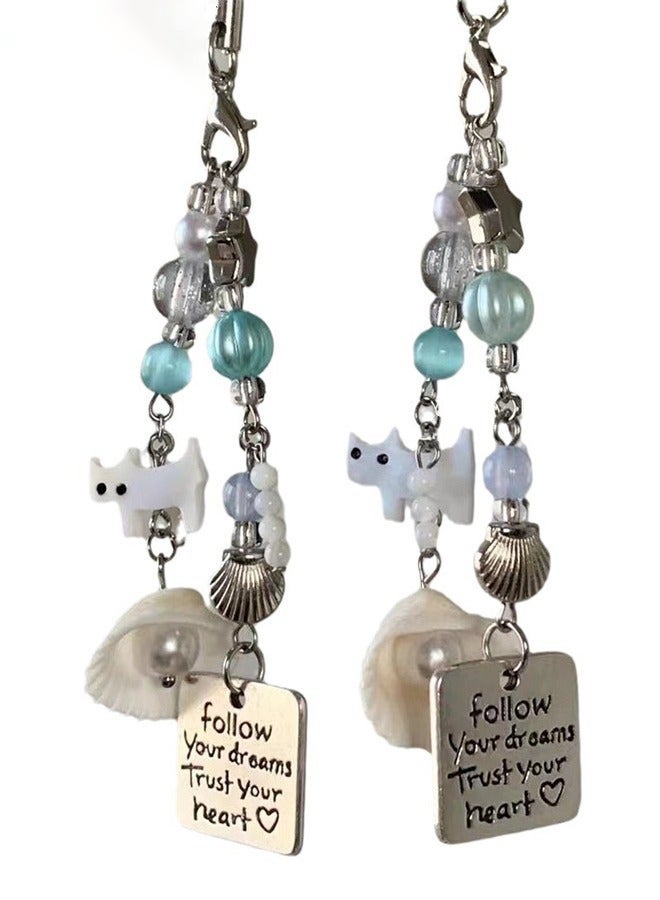 2 PCS Cute Phone Charms, Cell Phone Charms Strap, Cats and Shells Phone Charm Accessories for Phone Bag Keychain Camera Pendants Decor