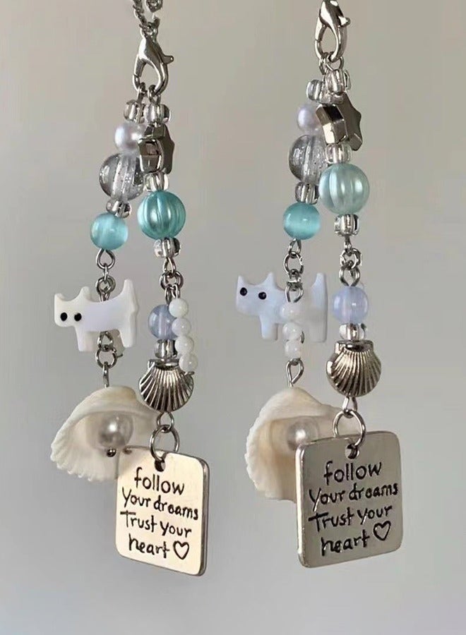 2 PCS Cute Phone Charms, Cell Phone Charms Strap, Cats and Shells Phone Charm Accessories for Phone Bag Keychain  Camera Pendants Decor - Image 5