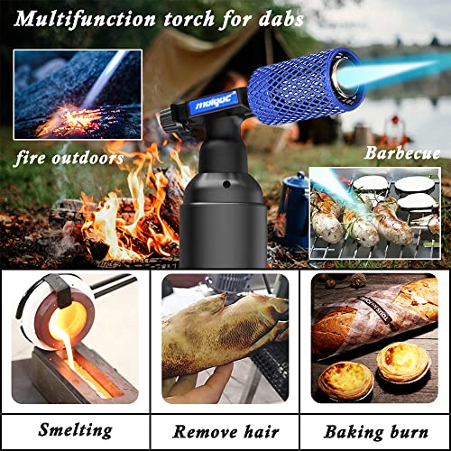 Molgoc Butane Torch with Anti-scalding Device,Stainless Steel Protective Cover,Refillable Kitchen Torch Lighter,Adjustable Flame Guard. (Butane Gas Not Included,Blue) - Image 5