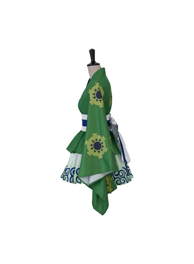 iSHOWcos Anime Roronoa Cosplay Costume Roronoa Kimono Dress Female Girls Lolita Outfits Halloween Suit with Belt (Green, XXL) - Image 4