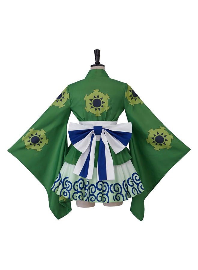 iSHOWcos Anime Roronoa Cosplay Costume Roronoa Kimono Dress Female Girls Lolita Outfits Halloween Suit with Belt (Green, XXL) - Image 5