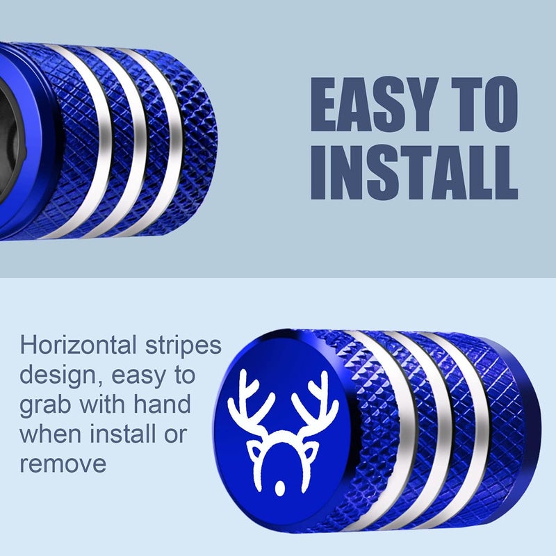 DECURCAR Tire Valve Stem Cap Cover - (5 Pack) Tire Air Cap Corrosion Resistant Christmas Reindeer Antler Antlers Auto Accessories Decoration for Car Truck Bike Blue - Image 4