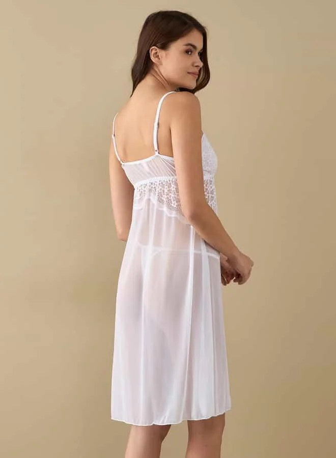 Splash FAV Lace Detail Slip Dress with Adjustable Straps and Thongs