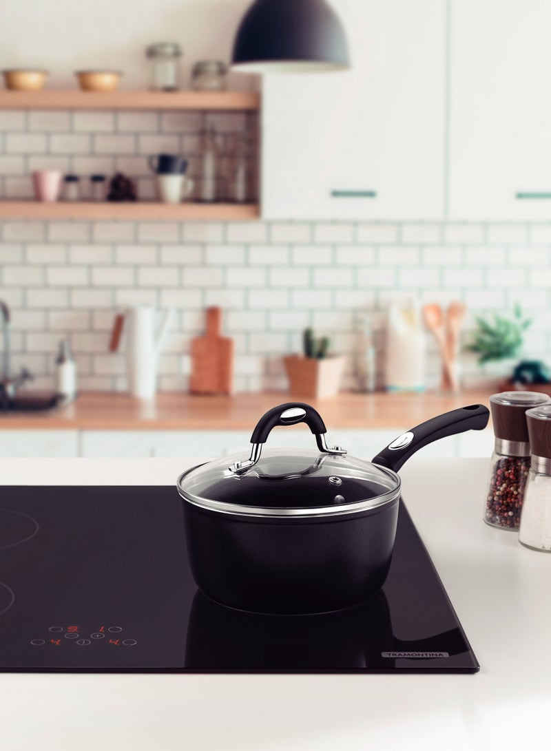 TRAMONTINA Since 1911,Made in Brazil- Monaco Induction 18cm 2L Black Aluminum Saucepan with Interior and Exterior Starflon Premium PFOA Free Nonstick Coating - Image 5