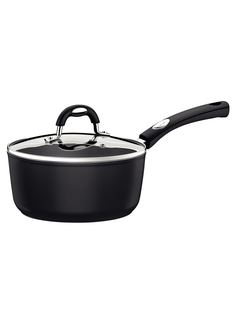 TRAMONTINA Since 1911,Made in Brazil- Monaco Induction 18cm 2L Black Aluminum Saucepan with Interior and Exterior Starflon Premium PFOA Free Nonstick Coating - Image 1