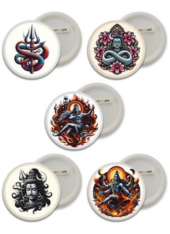 D2c D2C Har Har mahadev and om Badges Multicolor, 5+ Years, Set of 5pcs D3  - Image 1