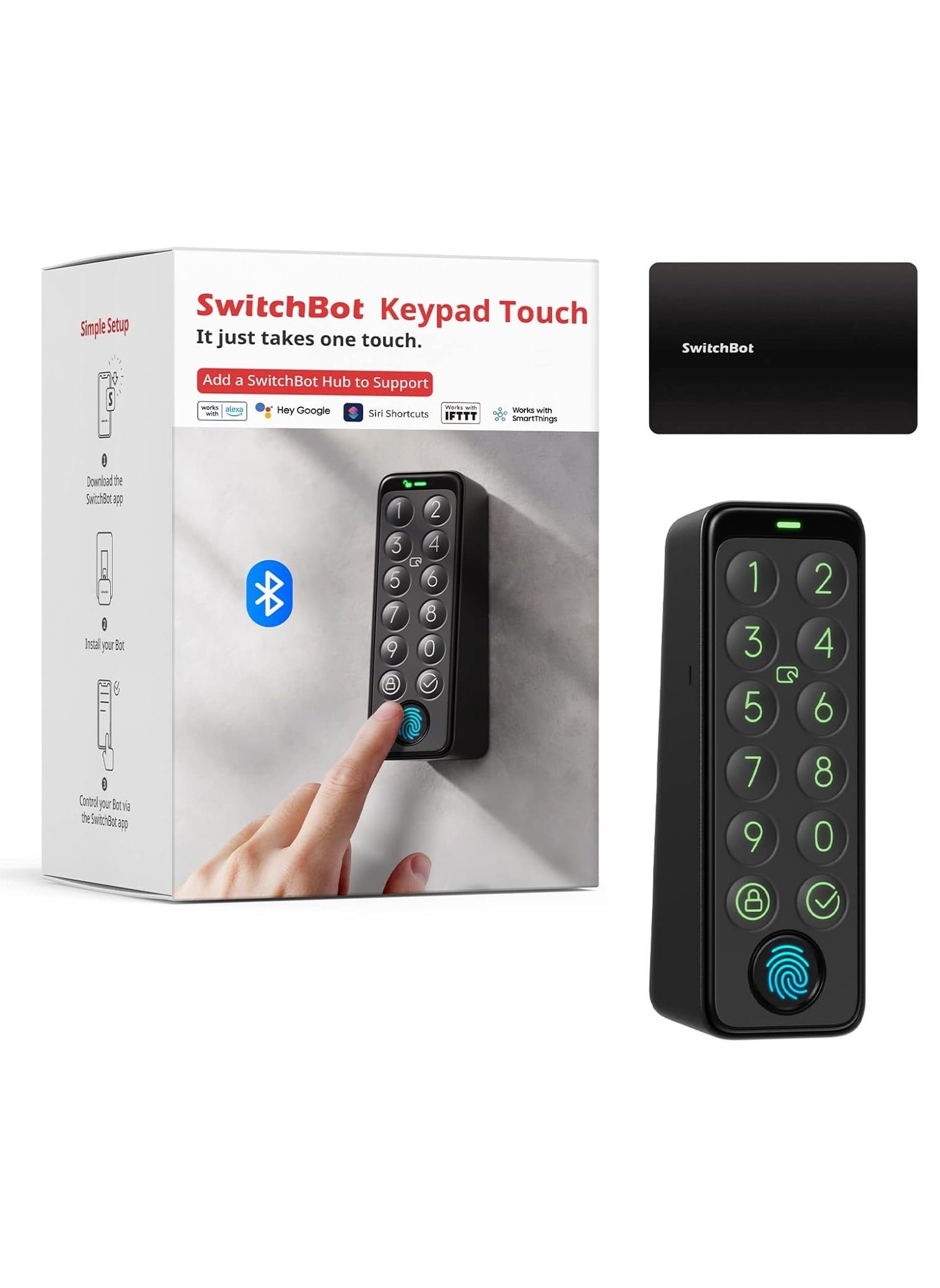 SwitchBot Smart Keypad Touch for SwitchBot Lock Fingerprint Keyless Home Entry IP65 Waterproof, Supports Virtual Passwords for Home Security 