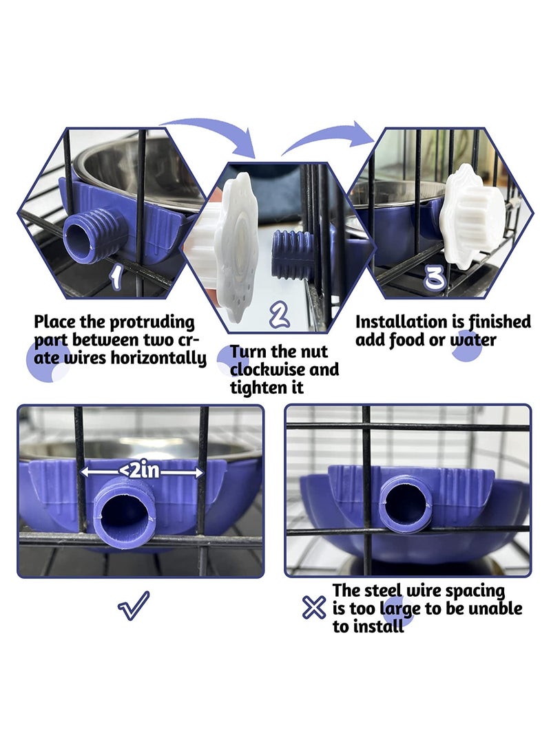 وعاء طعام للكلاب قابل للإزالة من الفولاذ المقاوم للصدأ، معلق لتغذية الطعام والماء، يناسب الجراء والفَيرت، عبوة من 2 - Image 5