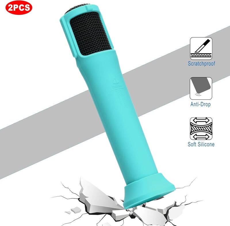 TXesign Silicone Case for JBL PartyBox Wireless Microphone Rechargeable Battery-2 Pack, Anti-Rolling Protective Case with Base Rod Mic Sleeves Microphone Stand for Disco Stage Party TV Show (Green) - Image 4