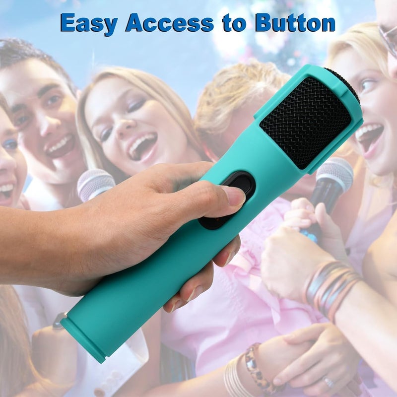 TXesign Silicone Case for JBL PartyBox Wireless Microphone Rechargeable Battery-2 Pack, Anti-Rolling Protective Case with Base Rod Mic Sleeves Microphone Stand for Disco Stage Party TV Show (Green) - Image 3