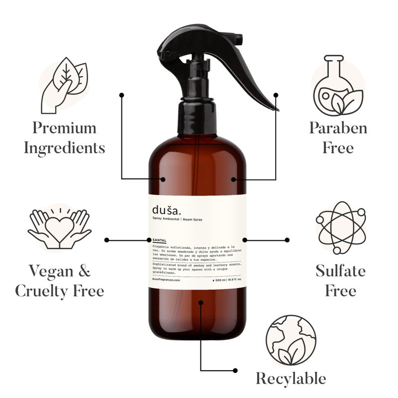 Dusa Santal Room Spray - 16.9 fl oz - Ultimate Home Fragrance, Bed Room Essentials & Soothing Fabric - Natural Air Freshener & Linen Mist for Home - Eco-Friendly Odor Eliminator w/Aromatherapy - Image 2
