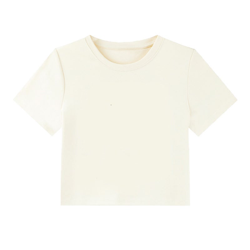 220G Pure Cotton Short-Sleeve T-Shirt For Women, Round Neck, Short Style, Solid Color Plain Blank Version With 3D Printing - Image 5