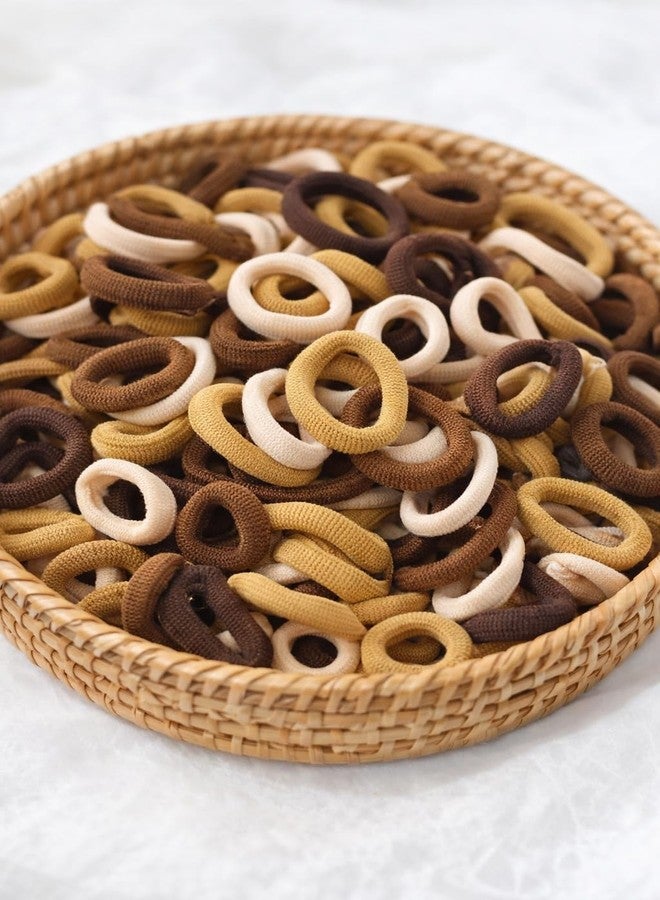 Frescorr (100 pcs) Baby Hair Ties | Soft No-Damage Premium Elastic Mini Rubber Bands for girls | Strong Stretch Ponytail Holders | Daily Use Hair Accessories | (Brown Shades) - Image 2