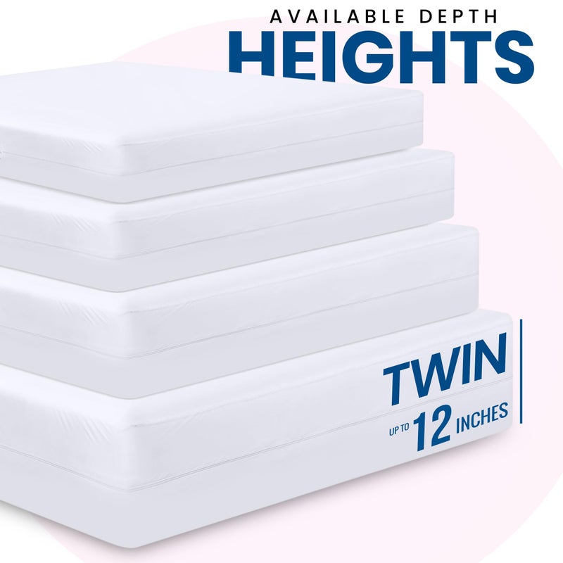 Utopia Bedding Premium Waterproof Bed Bug Mattress Cover, Twin Zippered Mattress Protector, 12 Inches Deep, Dust Mite Proof 6-Sided Mattress Encasement for Bed - Image 2