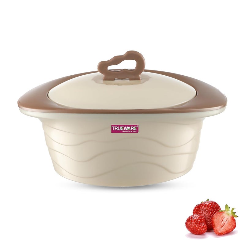 Trueware Trueware Zinna Impulse Inner Steel Casserole 1000 ml Brown PU Insulated BPA Free Odour Proof Food Grade Ideal for Chapatti Roti Curd Maker Kitchen Storage Thermoware Hot Pot  - Image 1