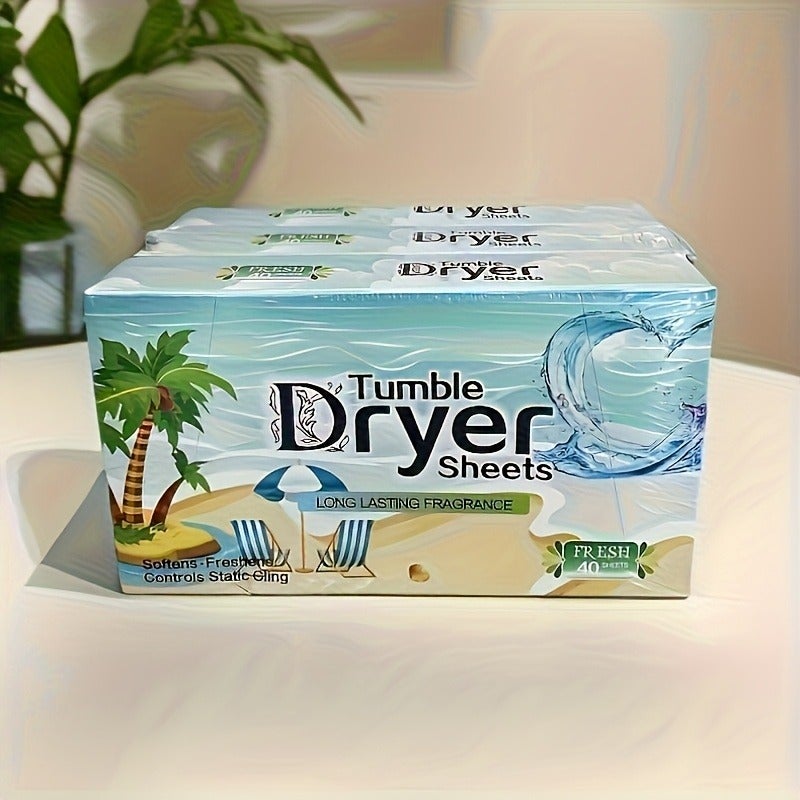 120 Sheets Fabric Softener Dryer Sheets, Anti-Static Laundry Dryer Sheets with Long-Lasting Fresh Scent, Wrinkle Reduction and Softening Care for Tumble  Dryers - Image 1