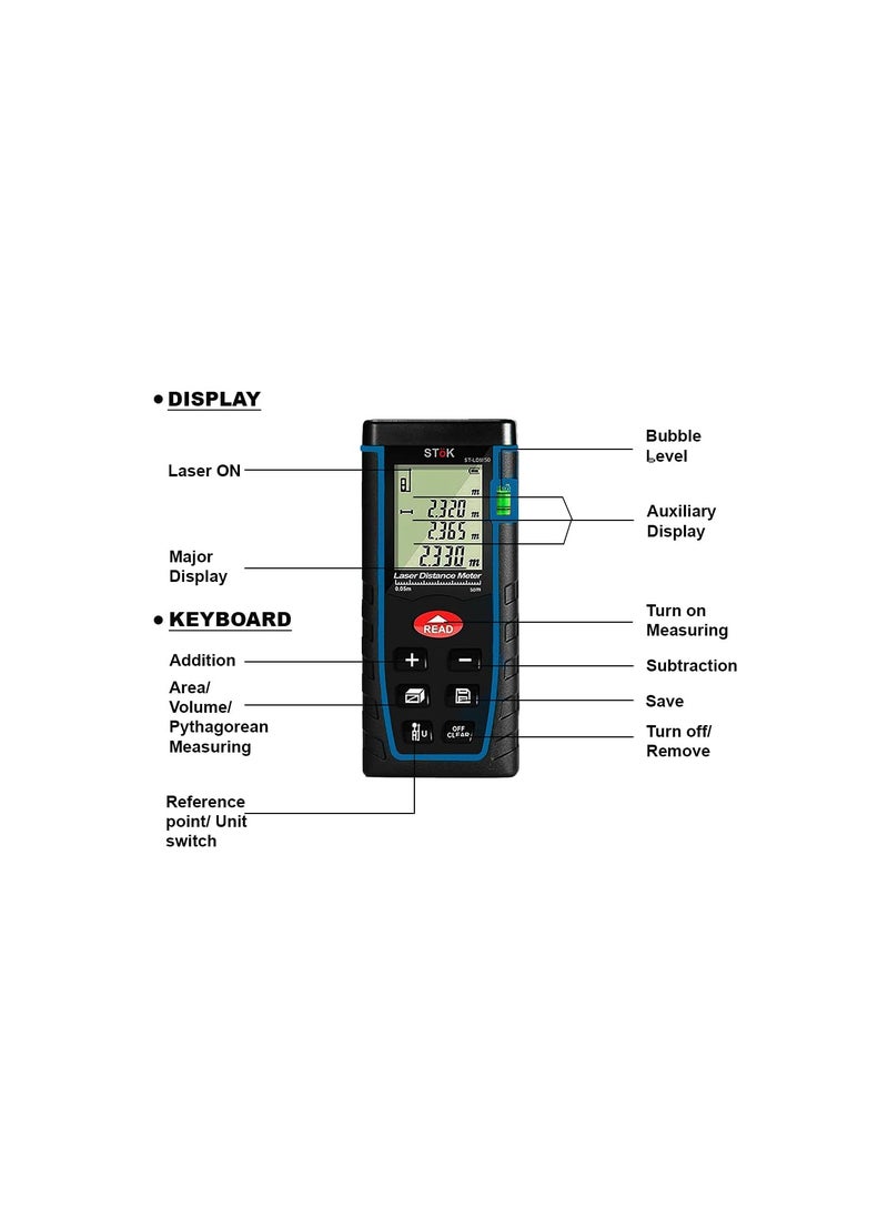 SToK SToK Laser Range FinderDistance Measuring Meter Tape Black 164 Feet50 m  - Image 2