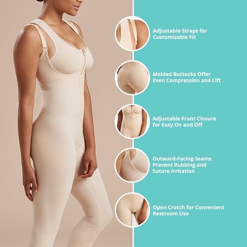 MARENA Recovery Mid-Calf, Post Surgical Compression Girdle, High-Back- L, Beige - Image 3