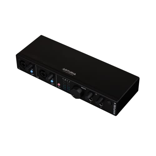 Arturia MiniFuse 4 Compact USB Audio MIDI Interface with Creative Software for Recording Production Podcasting Guitar Black