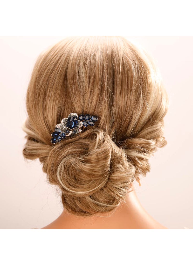 Aimimier - Aimimier Flower Crystal Styling Hair Combs Dainty Rhinestone Twist Combs Alloy Hair Pieces Hair Accessories for Women and GirlsBlue - Image 1