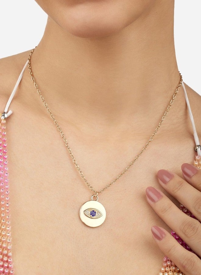 Ami Blue Dazzling Austrian Diamonds Contemporary Evil Eye Pendant and Chain For Women-ZPFK20543 - Image 3