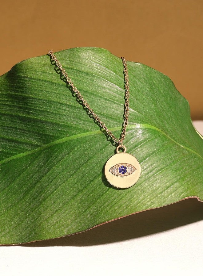 Ami Blue Dazzling Austrian Diamonds Contemporary Evil Eye Pendant and Chain For Women-ZPFK20543 - Image 2
