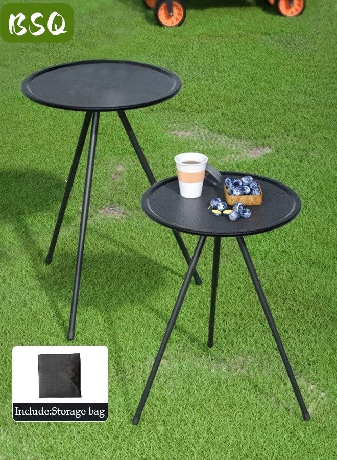 BSQ Telescopic Folding Round Table | Outdoor Tripod Dining Table | Portable Aluminum Alloy Coffee Table | Hiking Picnic Adjustable Table/Portable Camping Table | Lightweight Aluminum Alloy Folding Table | Height Adjustable, with Storage Net, and Comes with a Portable Bag - Image 4