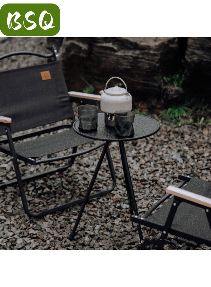 BSQ Telescopic Folding Round Table | Outdoor Tripod Dining Table | Portable Aluminum Alloy Coffee Table | Hiking Picnic Adjustable Table/Portable Camping Table | Lightweight Aluminum Alloy Folding Table | Height Adjustable, with Storage Net, and Comes with a Portable Bag - Image 3