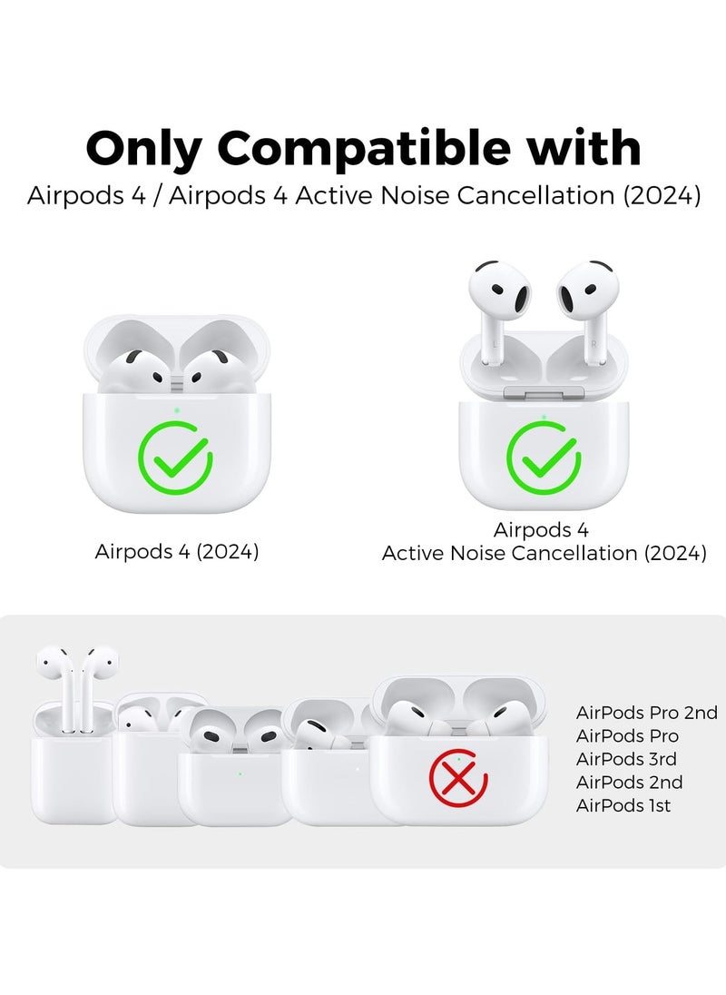 Generic - Silicone Case For AirPods 4 (2024), Anti-Shock, Anti-Drop, Anti-Dust, Visible LED Light, Protective Cover with Keychain, Compatible With AirPods 4th Generation 2024 (Black) - Image 1