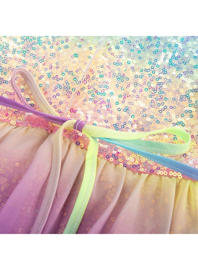 GRACE KARIN Girls Fancy Dress Rainbow Kids Sequin Formal Party Prom Sparkly Pageant Birthday Graduation Dresses Size 9-10 - Image 4