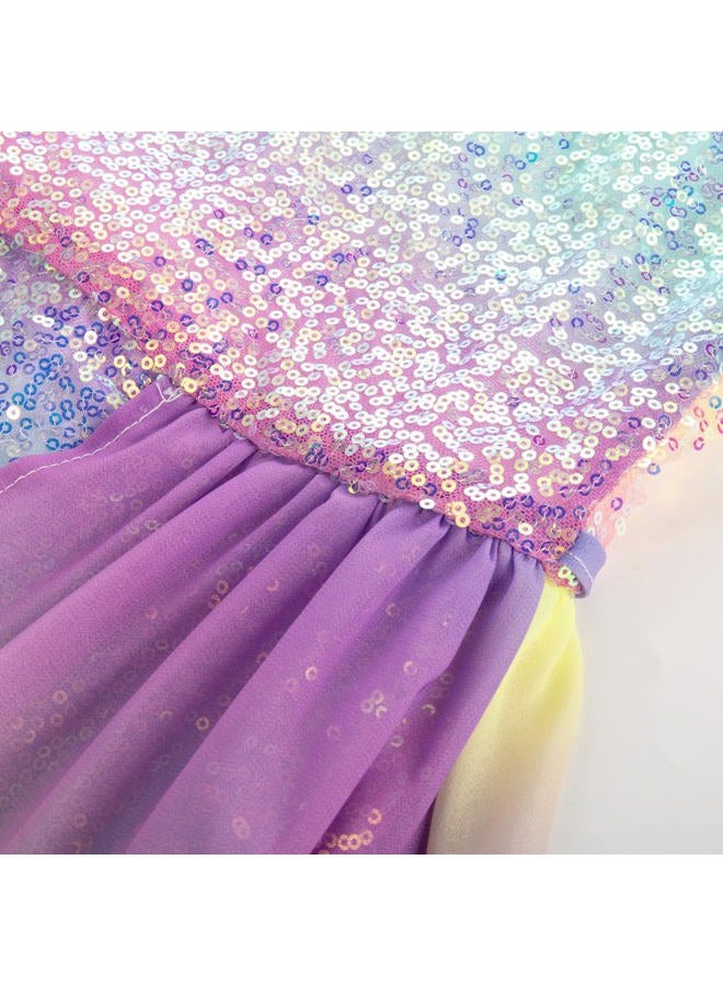 GRACE KARIN Girls Fancy Dress Rainbow Kids Sequin Formal Party Prom Sparkly Pageant Birthday Graduation Dresses Size 9-10 - Image 5