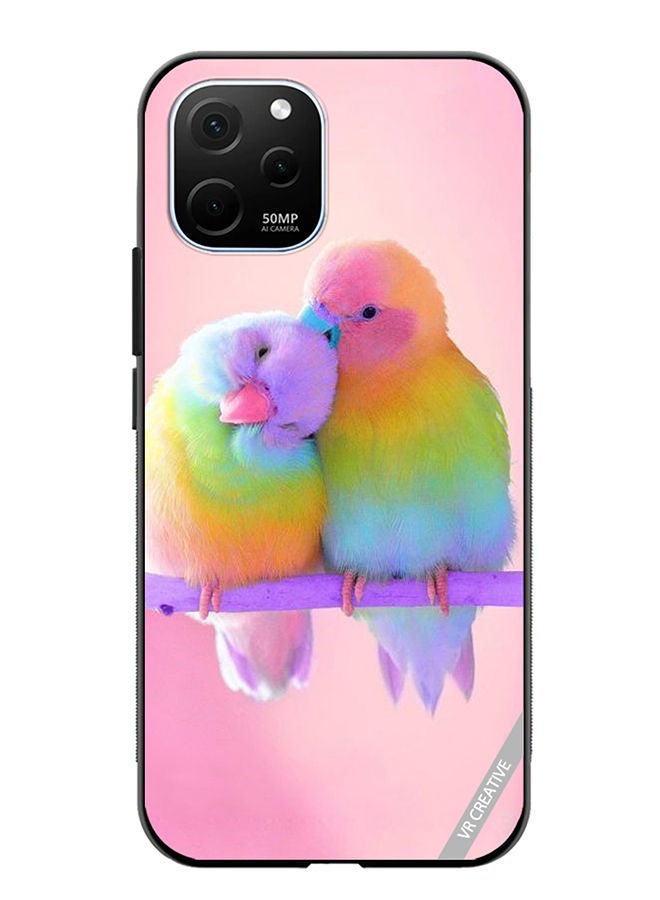 VR CREATIVE Protective Case Cover For Huawei Enjoy 50z Love Birds Pink Background Design Multicolour - Image 1