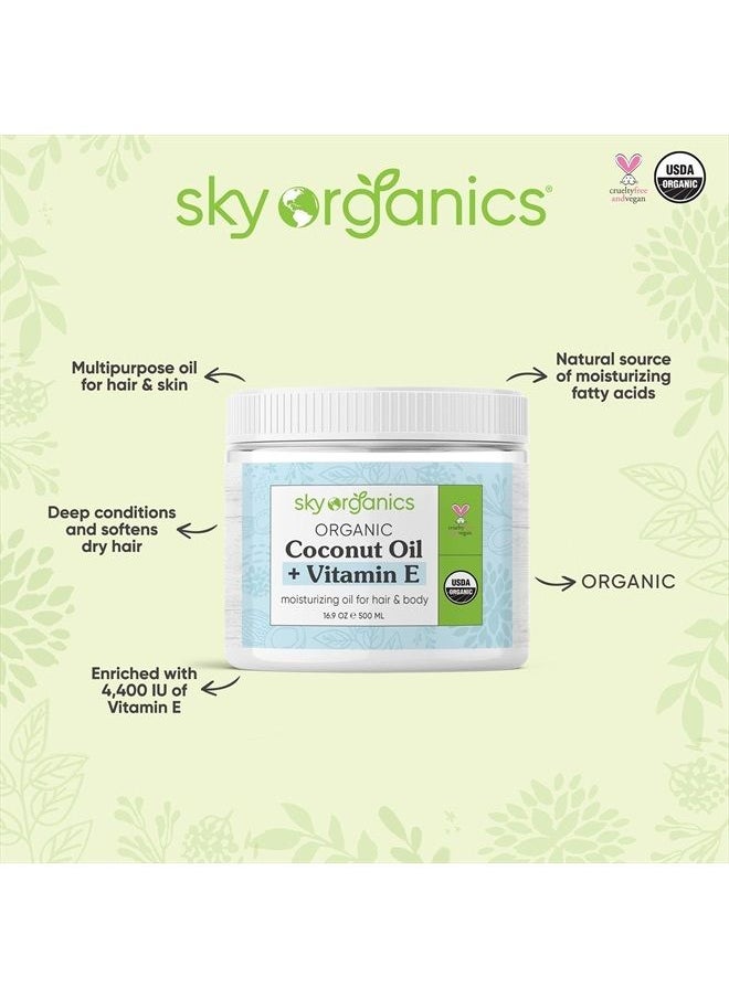 Sky Organics Organic Extra Virgin Coconut Oil for Hair & Skin, 100% Pure & Cold-Pressed USDA Certified Organic to Moisturize, Soften & Nourish, 16.9 fl. Oz  - Image 4