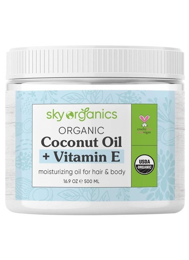 Sky Organics Organic Extra Virgin Coconut Oil for Hair & Skin, 100% Pure & Cold-Pressed USDA Certified Organic to Moisturize, Soften & Nourish, 16.9 fl. Oz  - Image 1