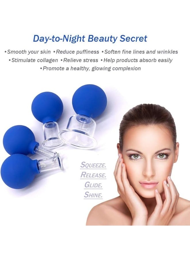 4-Piece Professional Glass Facial Cupping Set - Silicone Vacuum Suction Kit for Anti-Aging & Anti-Wrinkle Therapy - Instant Skin Rejuvenation & Cellulite Reduction Tool for Face, Eyes & Body - Image 3