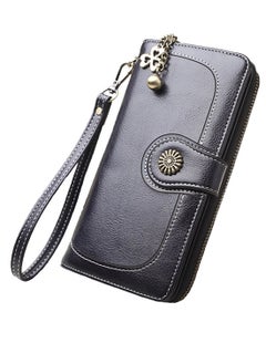 Generic Retro Vintage on Long Zipper Wallet Black  - Image 1