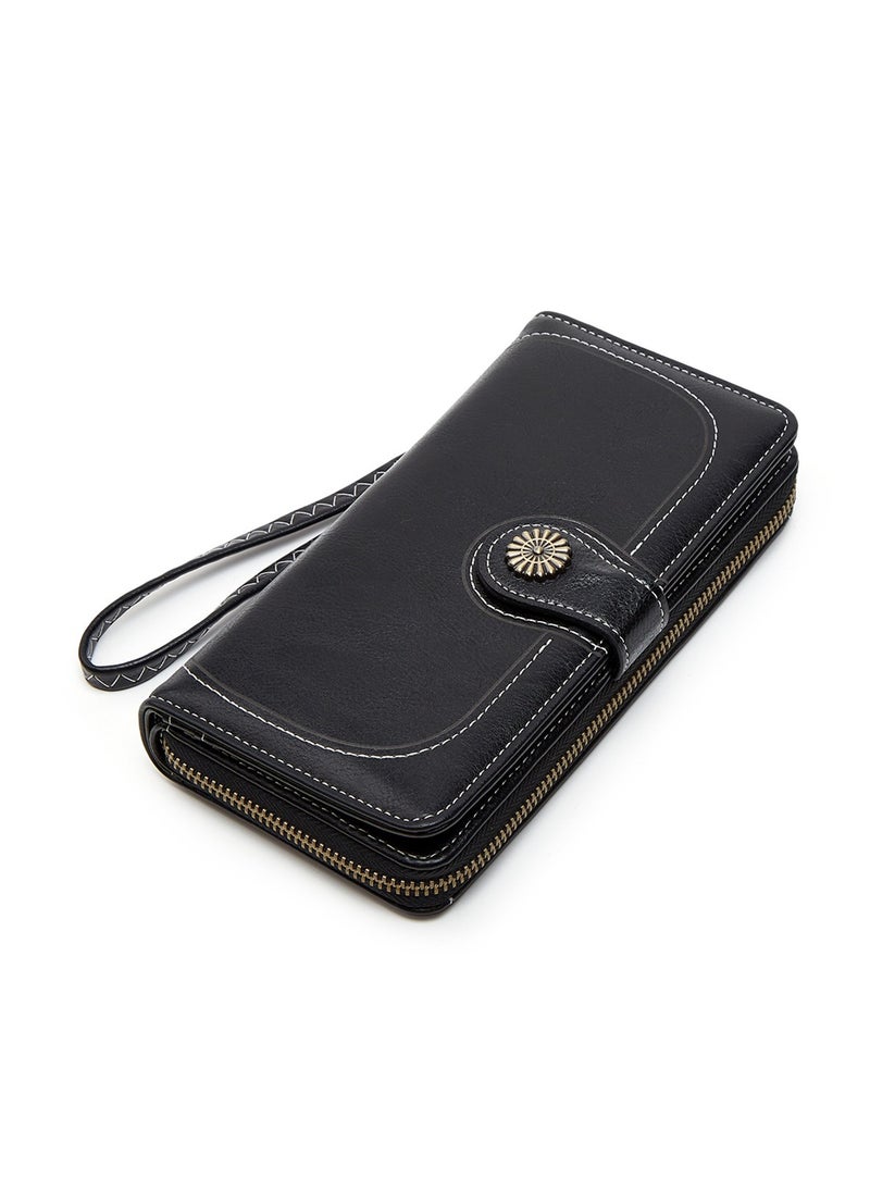 Generic Retro Vintage on Long Zipper Wallet Black  - Image 5