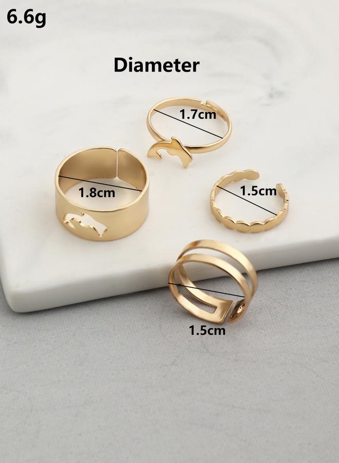 Take Two Set of 4 - Dolphin Accent Hollow Cut Rings - Image 4